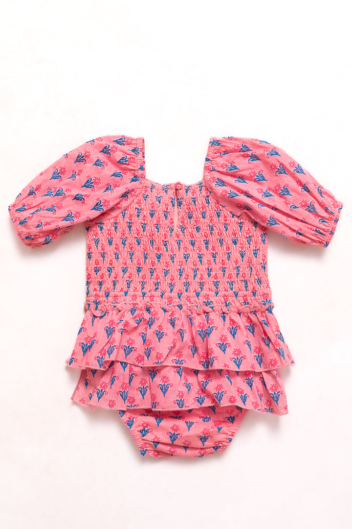 Baby Catalina Ruffle Romper in Pink