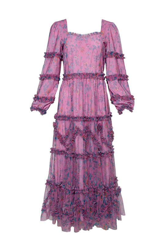 purple dress against a white background