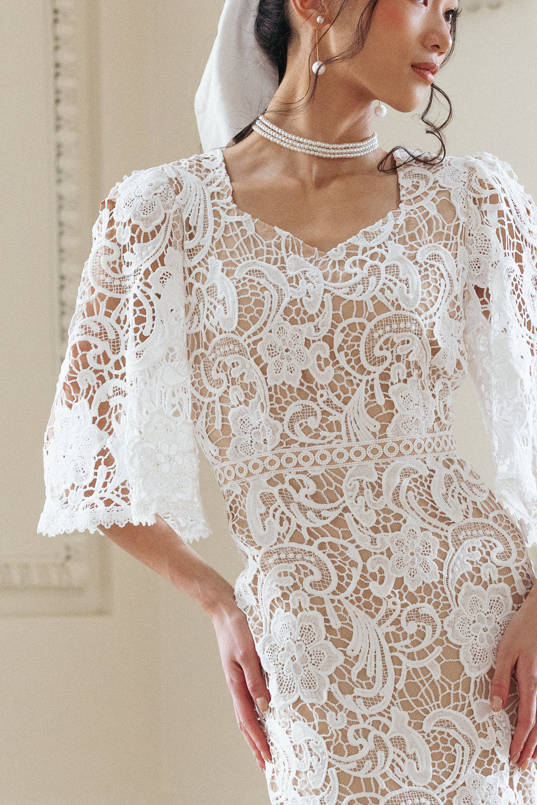 Cecilia Dress in White Lace