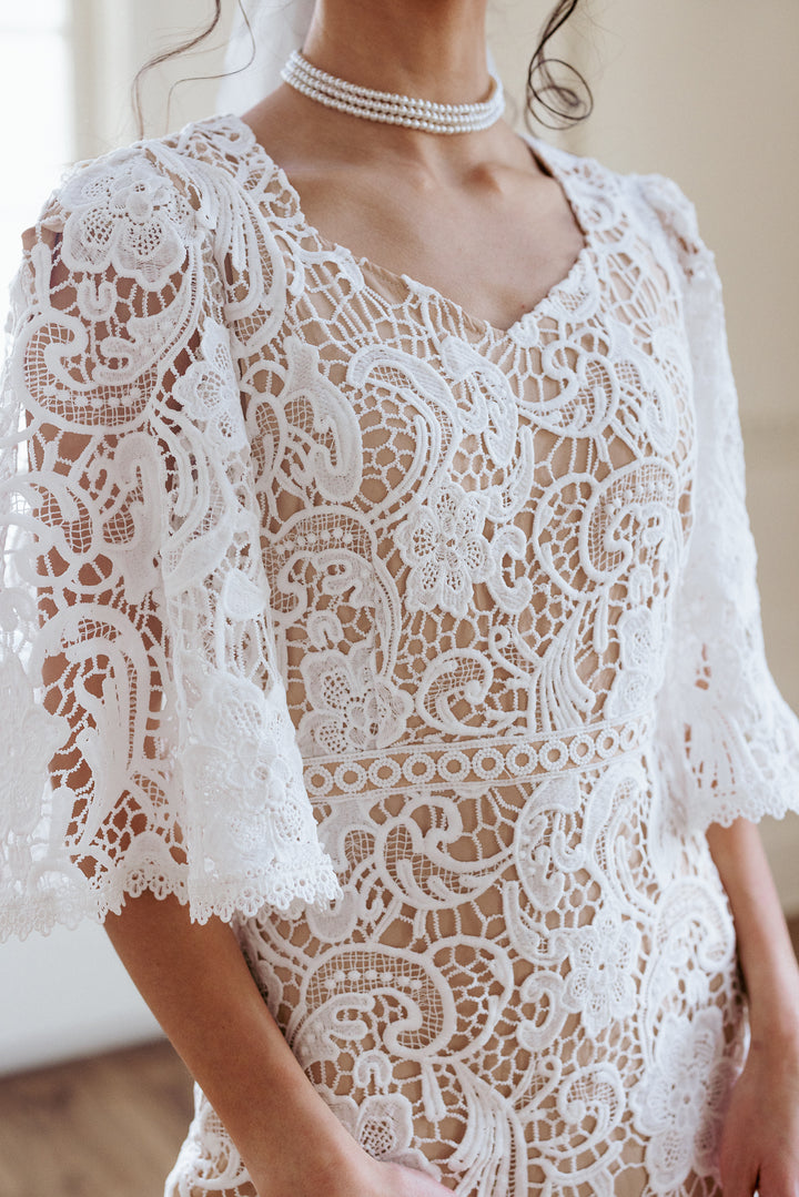 Cecilia Dress in White Lace