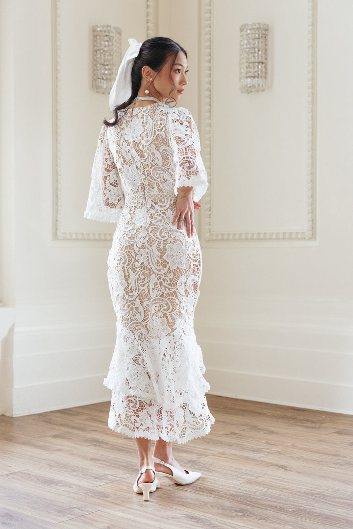 Cecilia Dress in White Lace