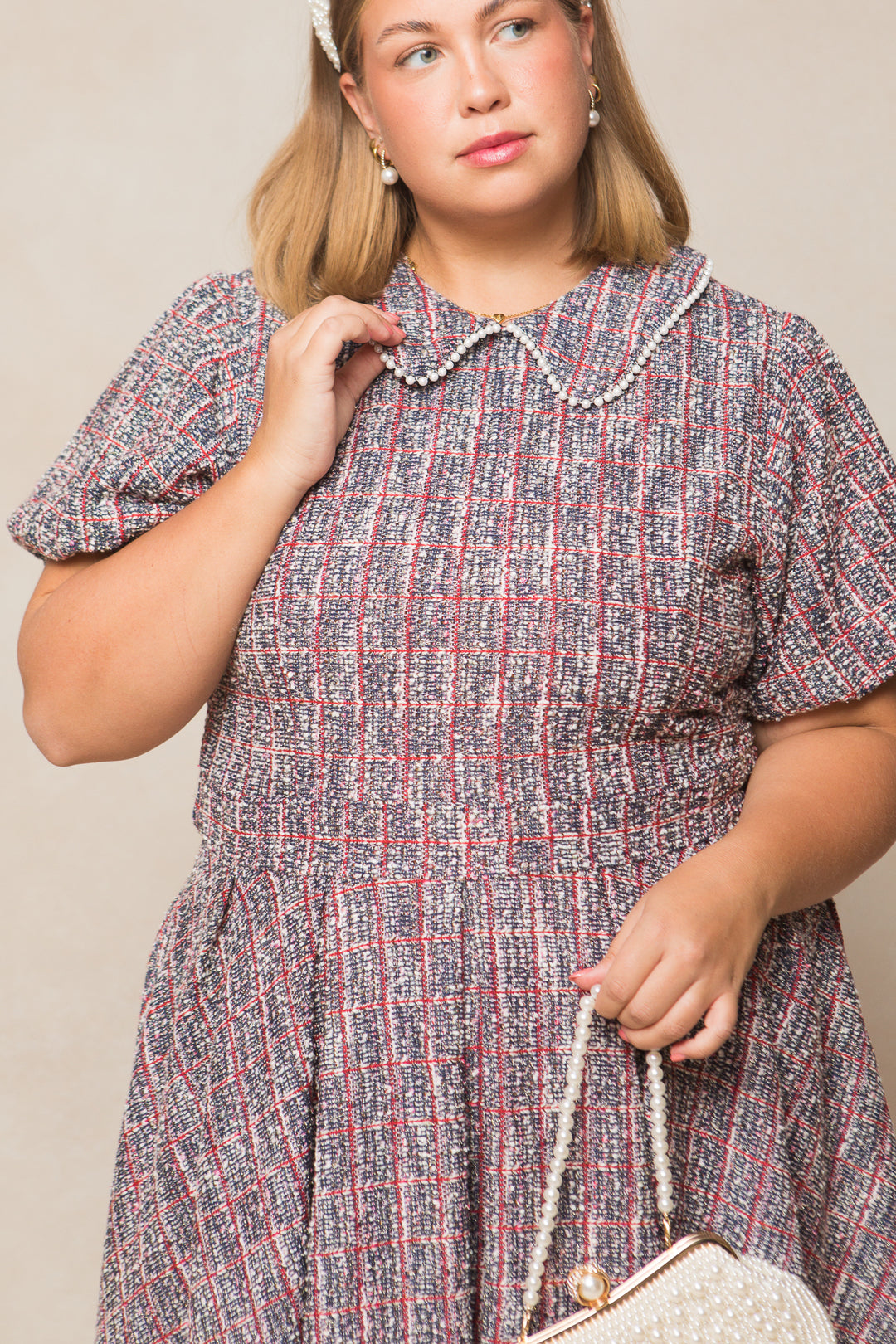 Celine Dress in Navy Plaid