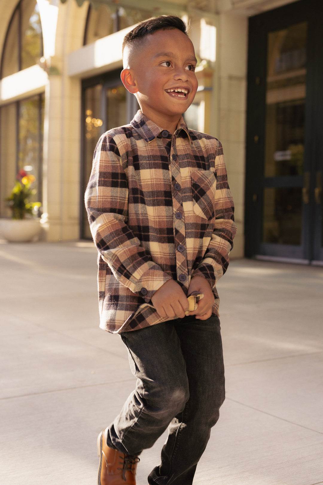 Boys John Shirt in Celine Plaid