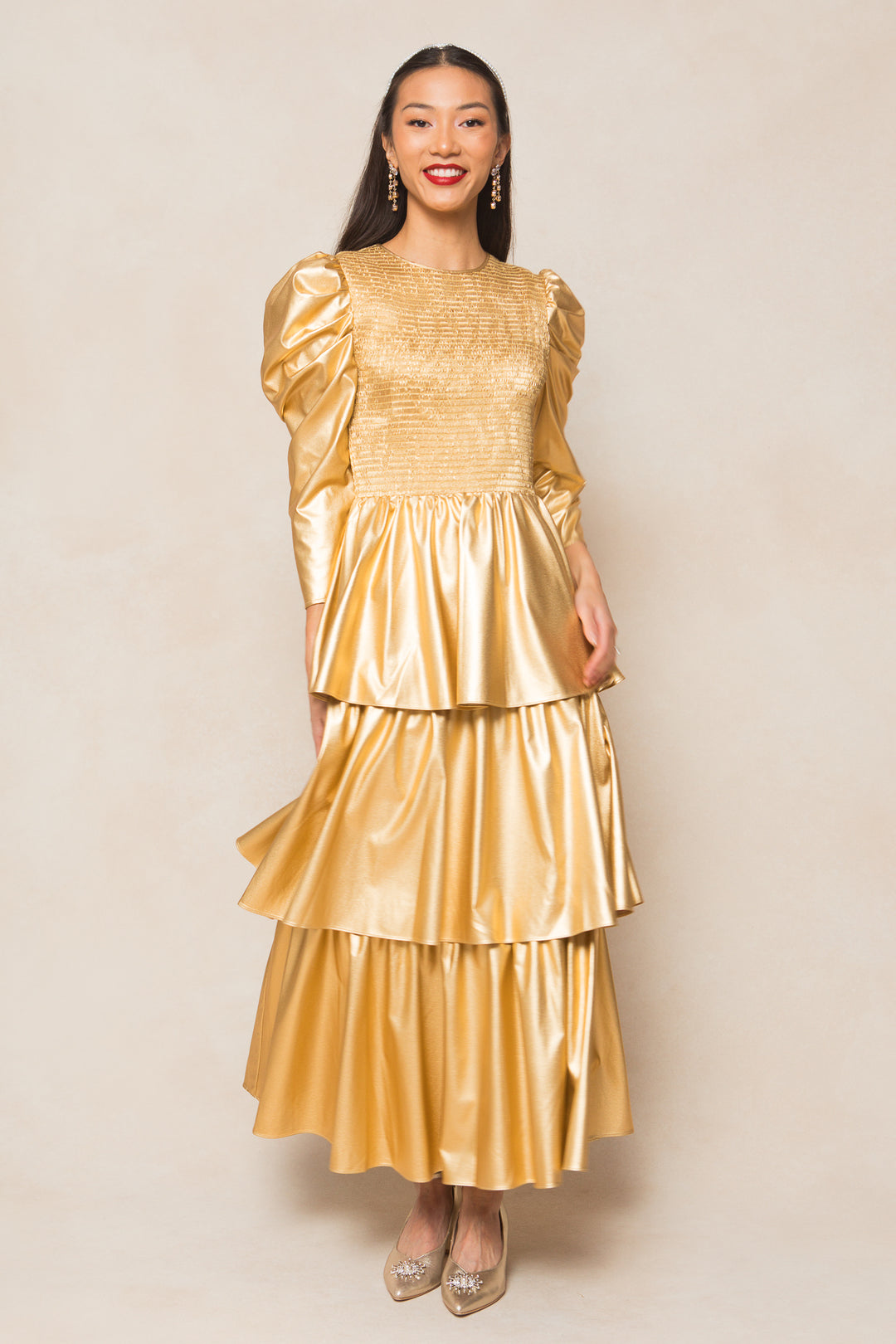 Circe Dress in Metallic Gold