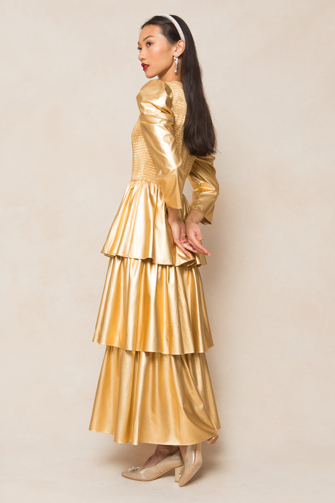 Circe Dress in Metallic Gold - FINAL SALE