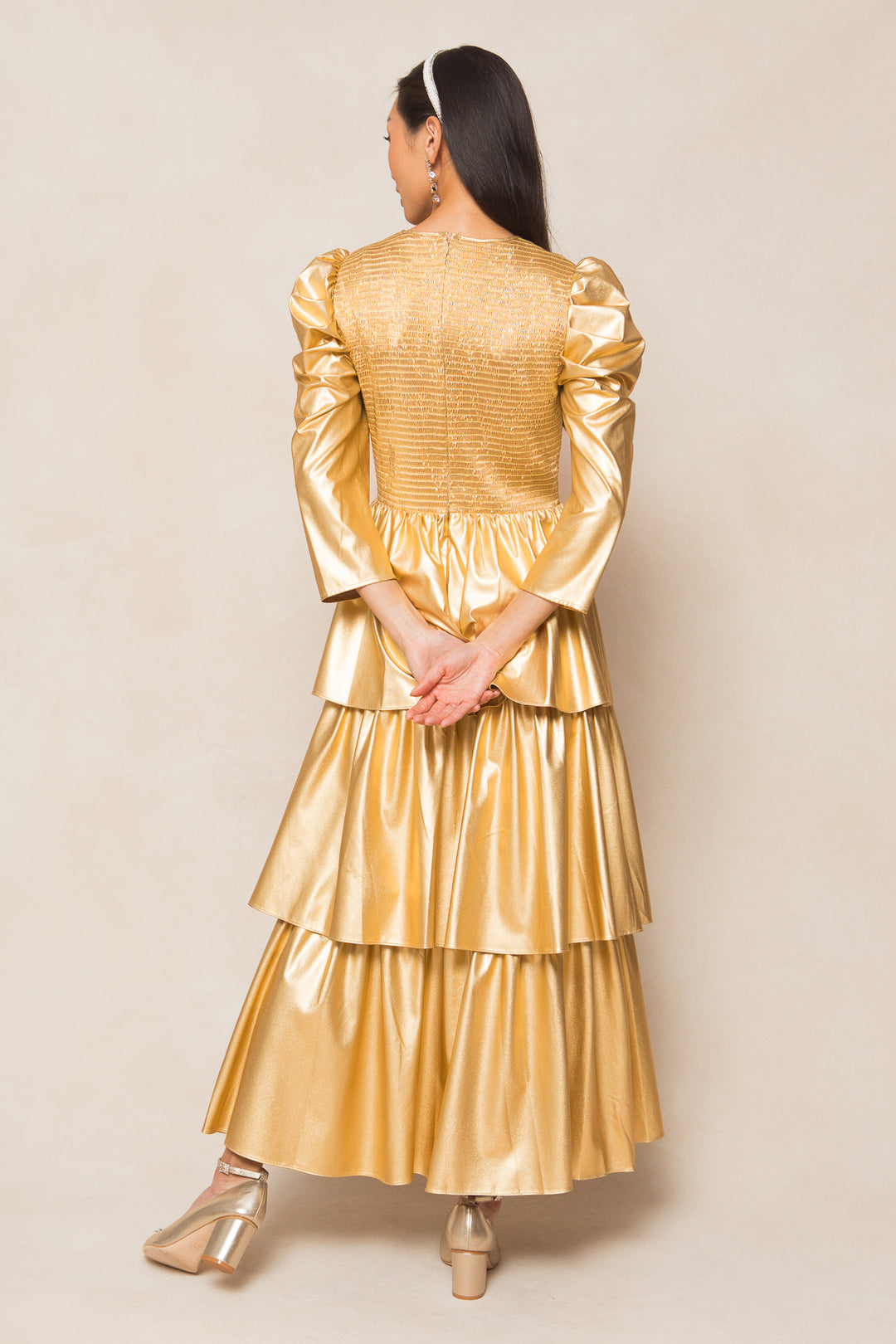 Circe Dress in Metallic Gold