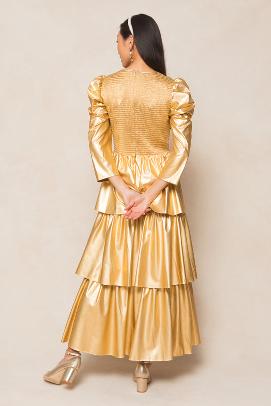 Circe Dress in Metallic Gold