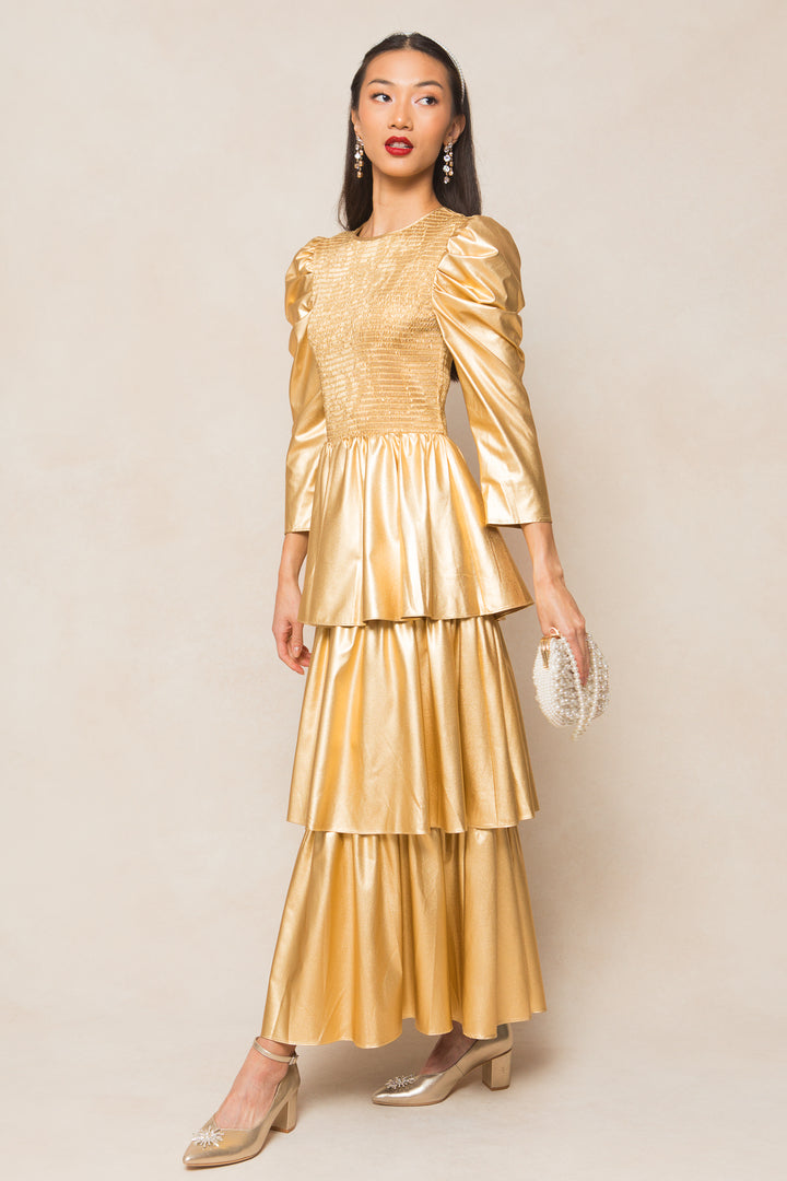 Circe Dress in Metallic Gold