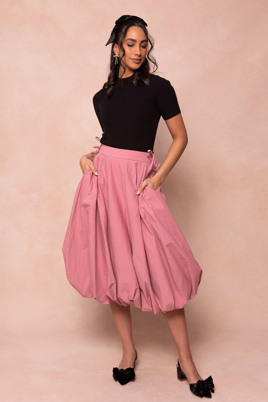 Clo Bubble Midi Skirt in Mauve