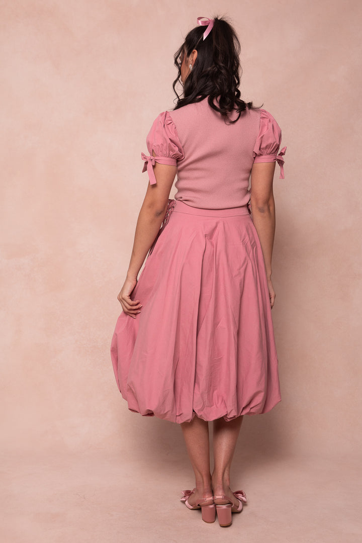 Clo Bubble Midi Skirt in Mauve