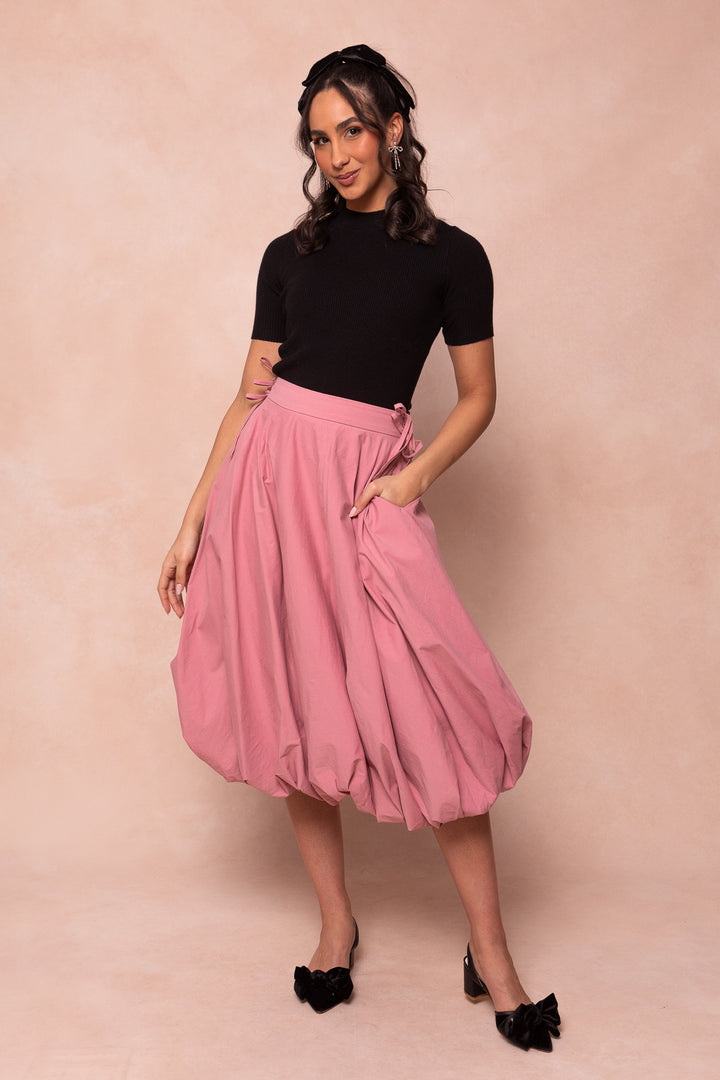 Clo Bubble Midi Skirt in Mauve