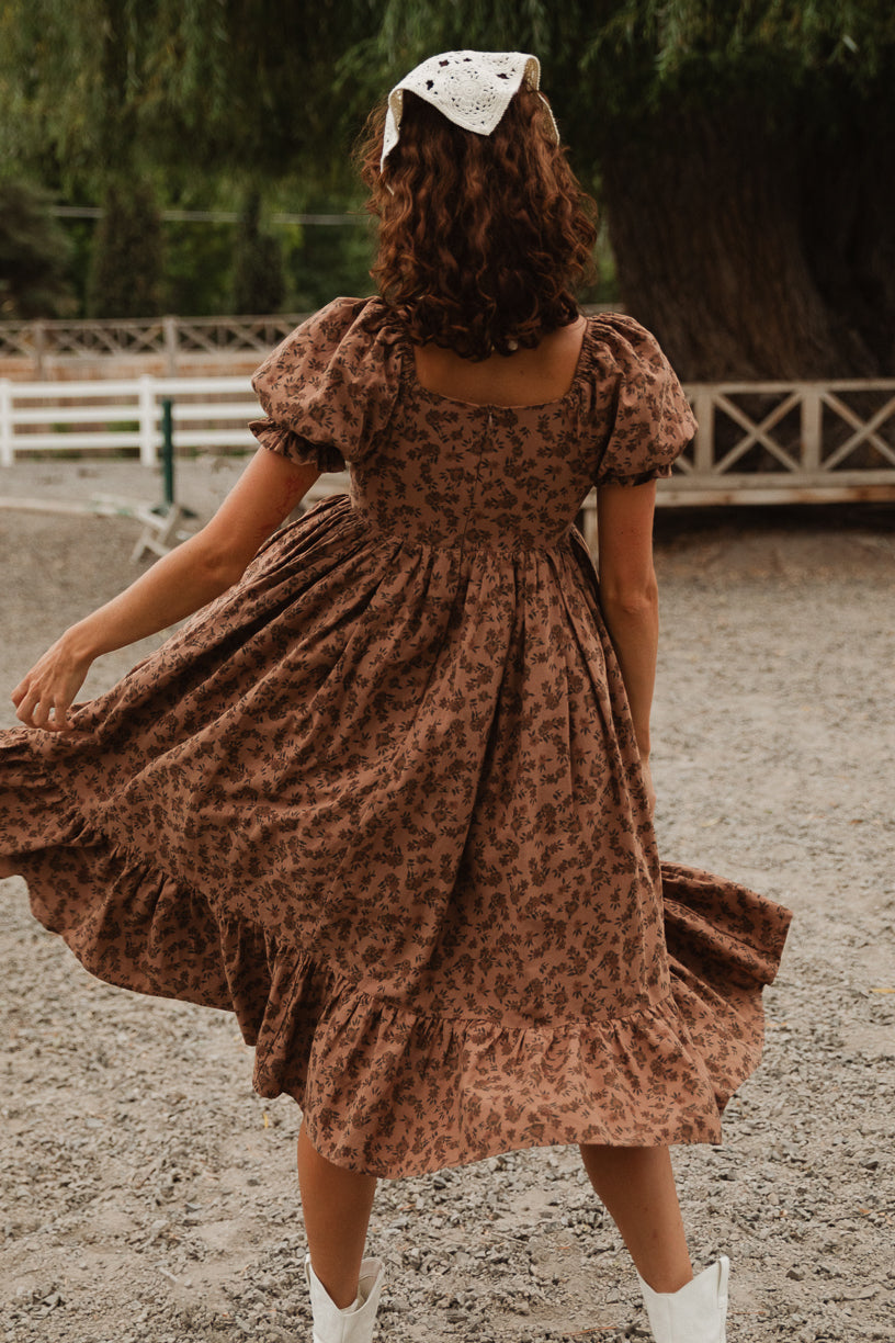 Coco Dress in Brown Floral