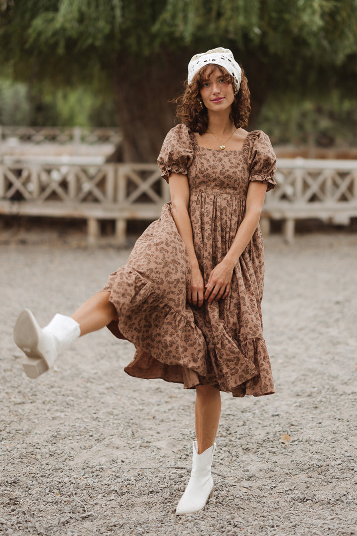 Coco Dress in Brown Floral