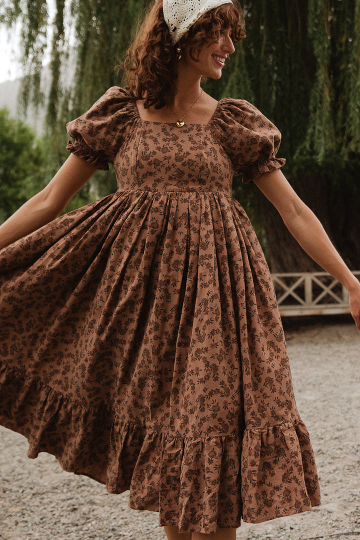 Coco Dress in Brown Floral