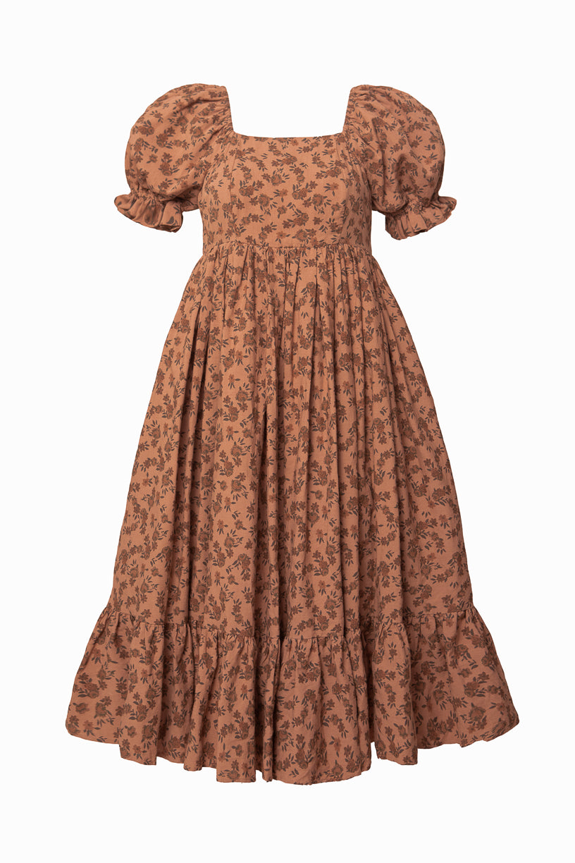 Coco Dress in Brown Floral - FINAL SALE