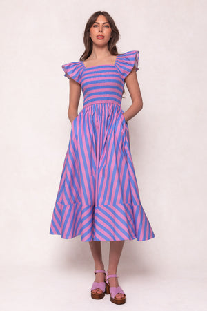 Collins Dress in Pink & Blue Stripe