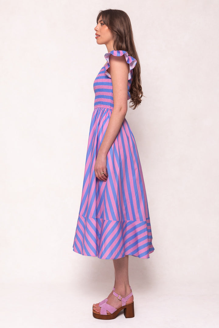 Collins Dress in Pink & Blue Stripe