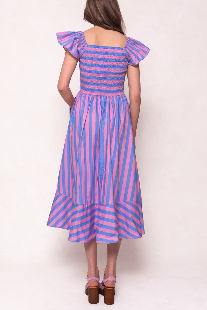 Collins Dress in Pink & Blue Stripe