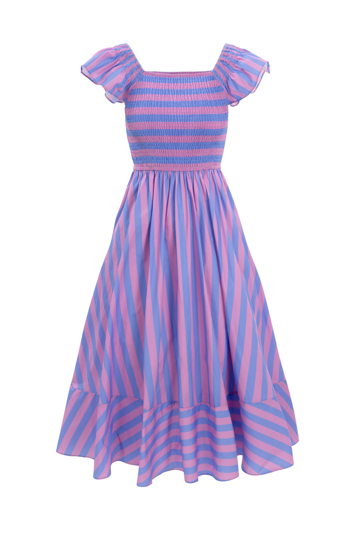 Collins Dress in Pink & Blue Stripe