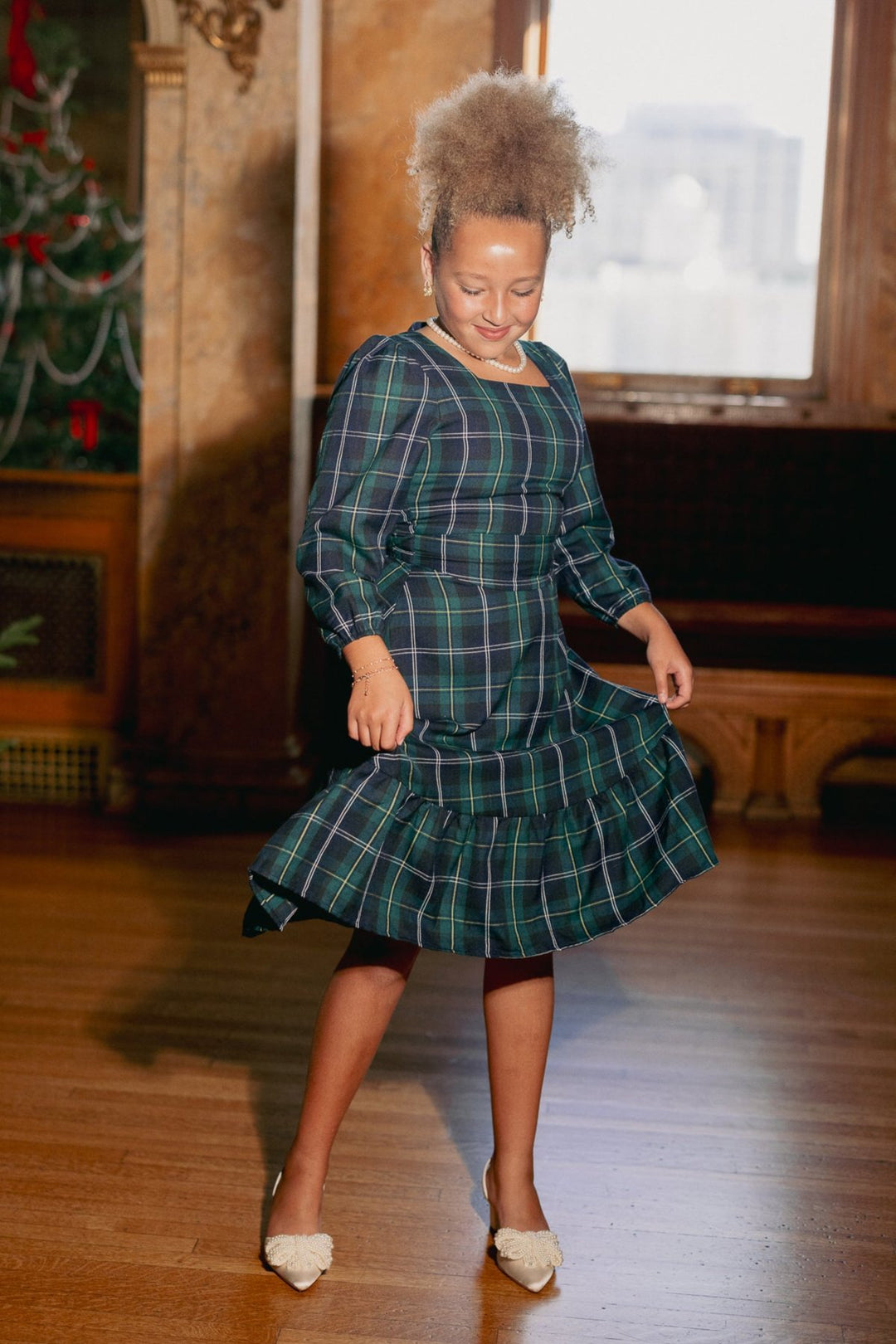 Mini Connie Dress in Navy Plaid