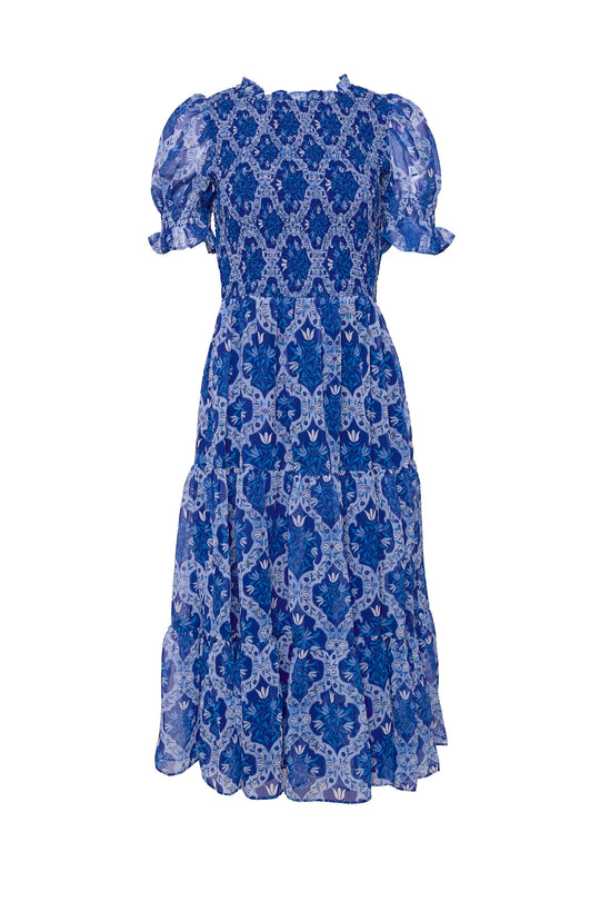 Cordelia Dress in Trellis Foulard