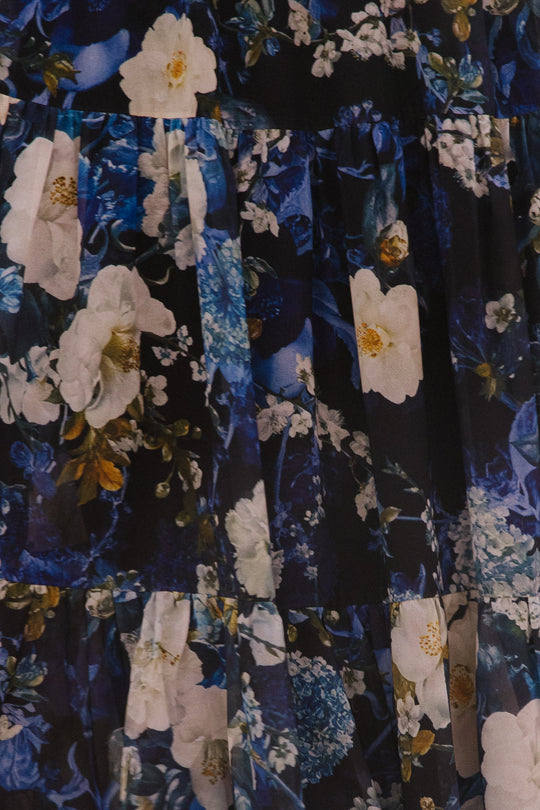 blue floral fabric