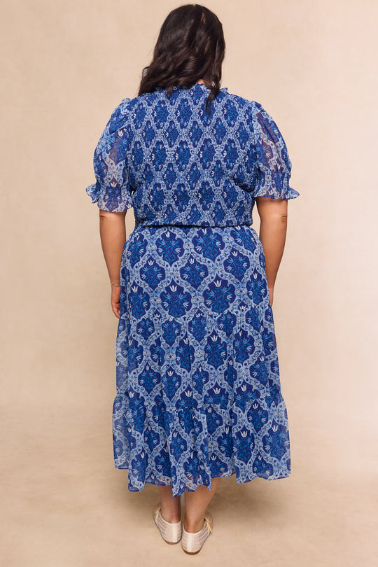 Cordelia Dress in Trellis Foulard