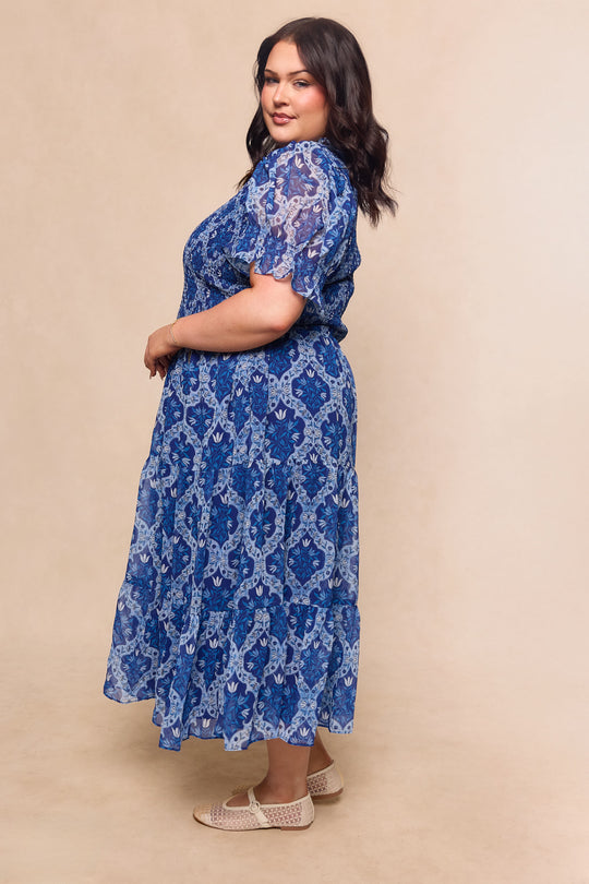 Cordelia Dress in Trellis Foulard