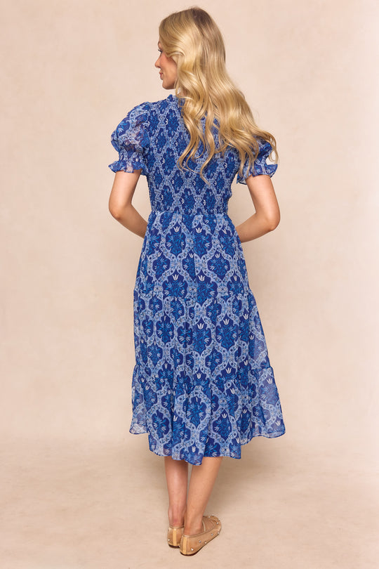 Cordelia Dress in Trellis Foulard