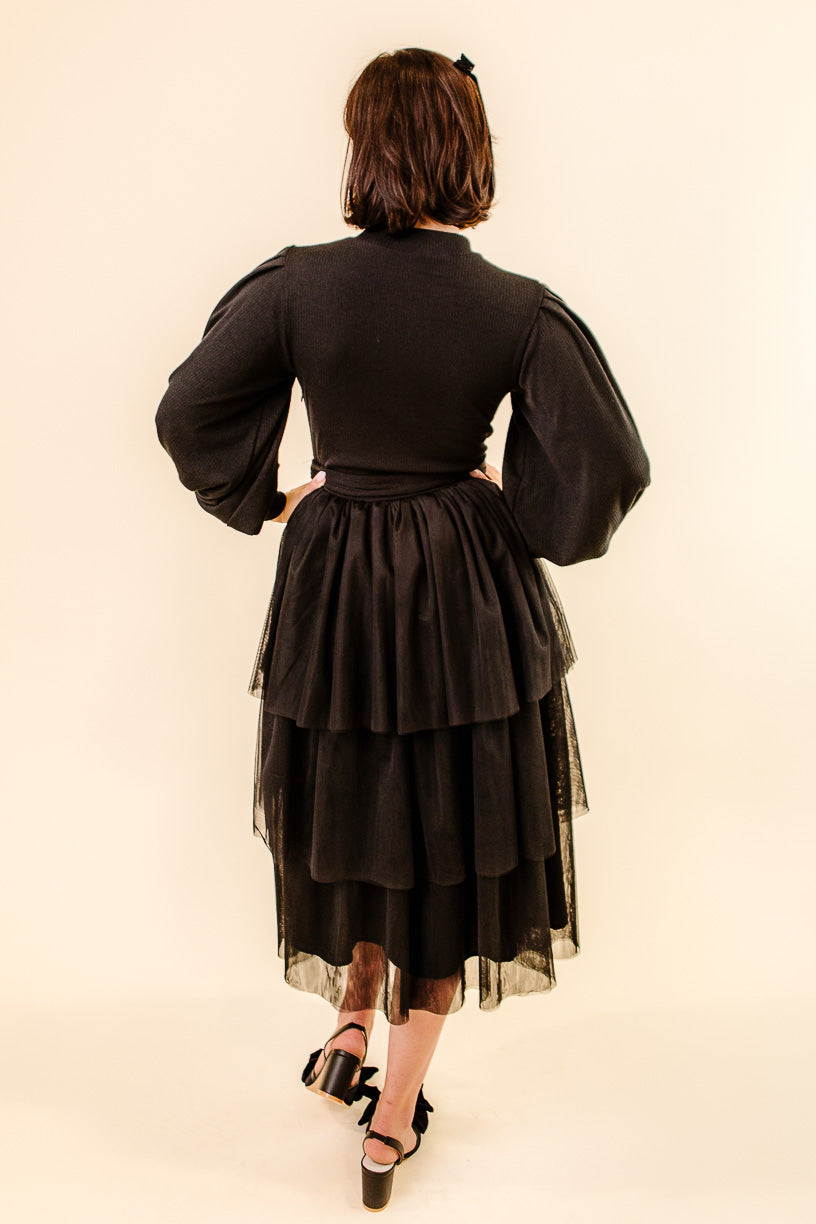 Cosette Midi Dress in Black