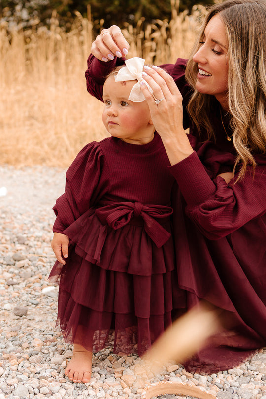 Baby Cosette Dress Set in Wine