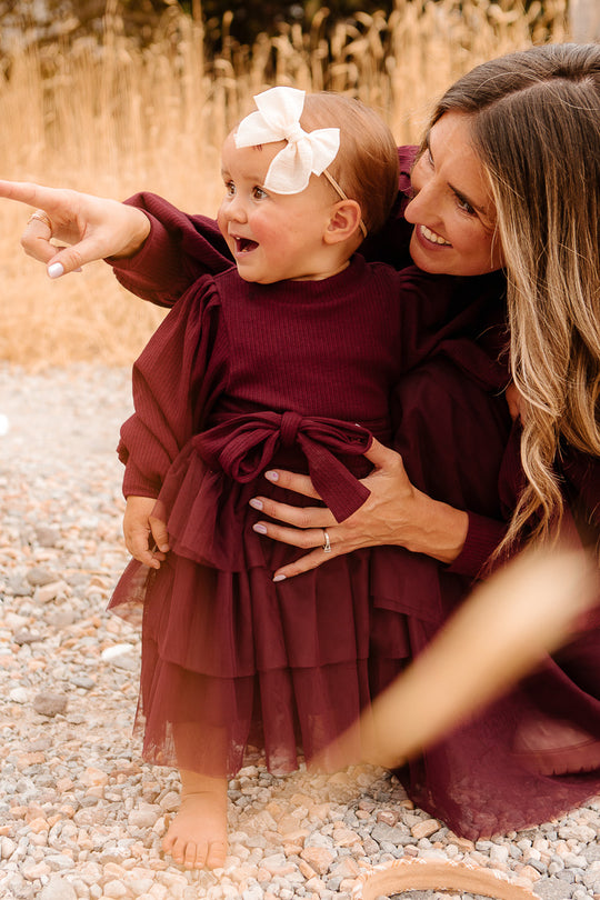 Baby Cosette Dress Set in Wine