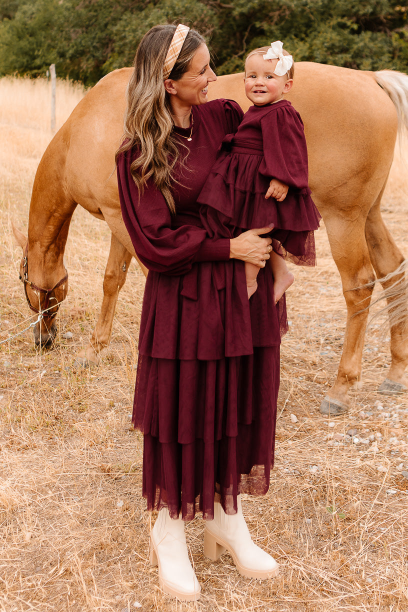 Baby Cosette Dress Set in Wine