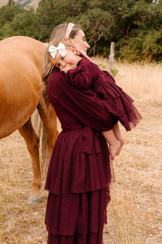 Baby Cosette Dress Set in Wine
