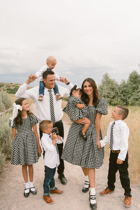Boys Max Tie in Cupcake Black Gingham