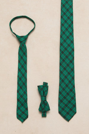 Ties in Cupcake Bright Green Plaid