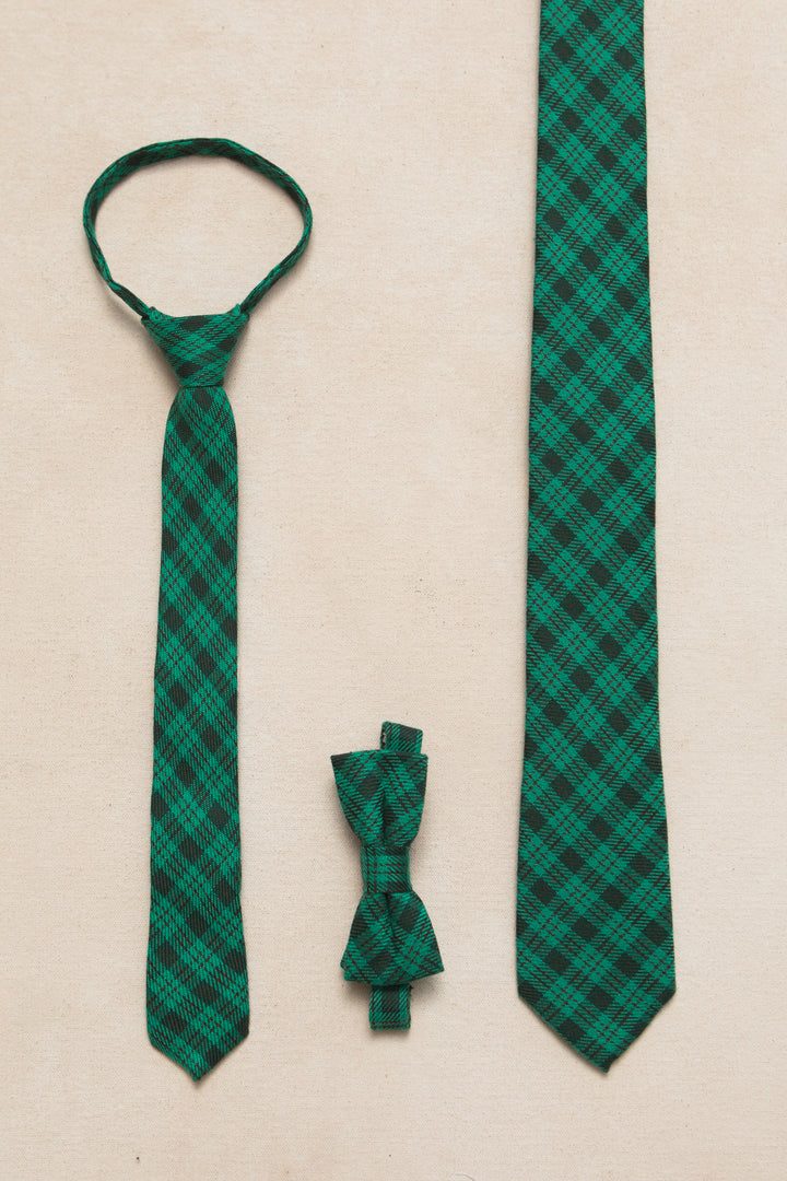 Ties in Cupcake Bright Green Plaid