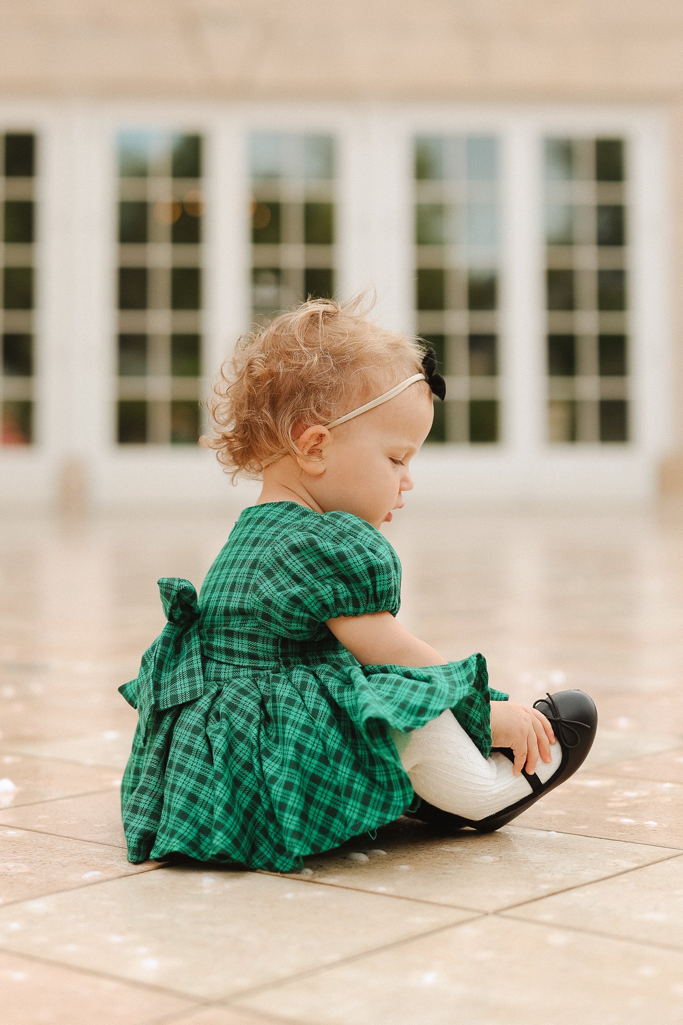 Green plaid baby dress hotsell