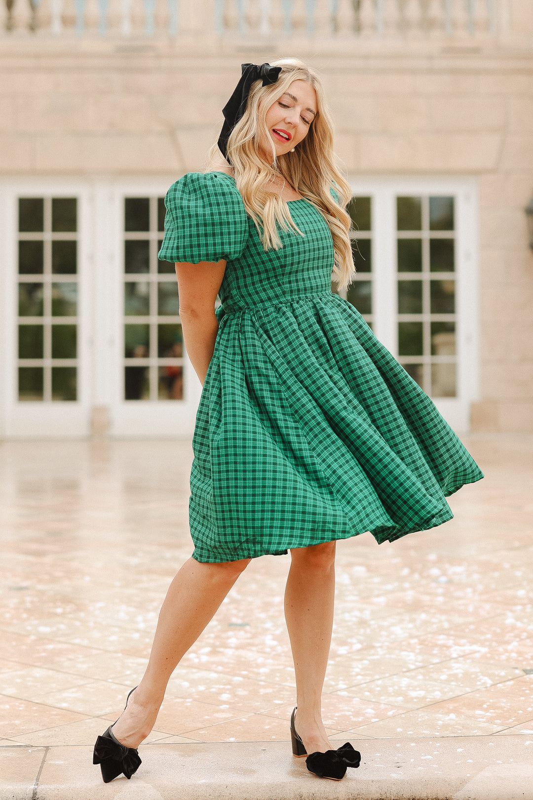 Cupcake Dress in Bright Green Plaid