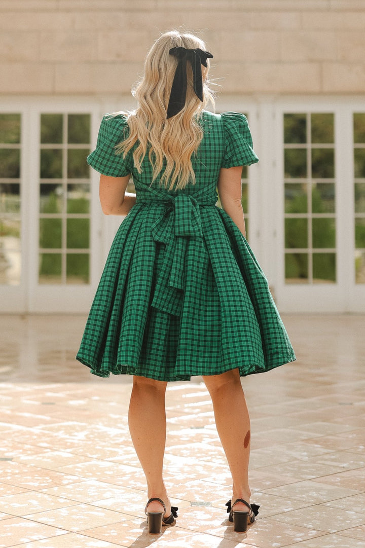 Cupcake Dress in Bright Green Plaid