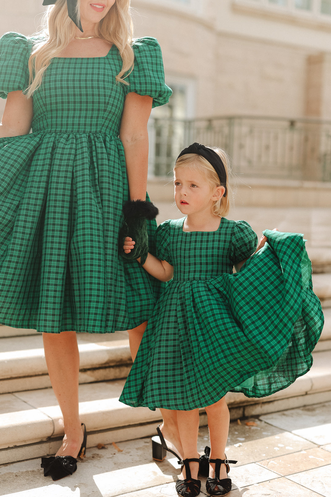 Mini Cupcake Dress in Bright Green Plaid