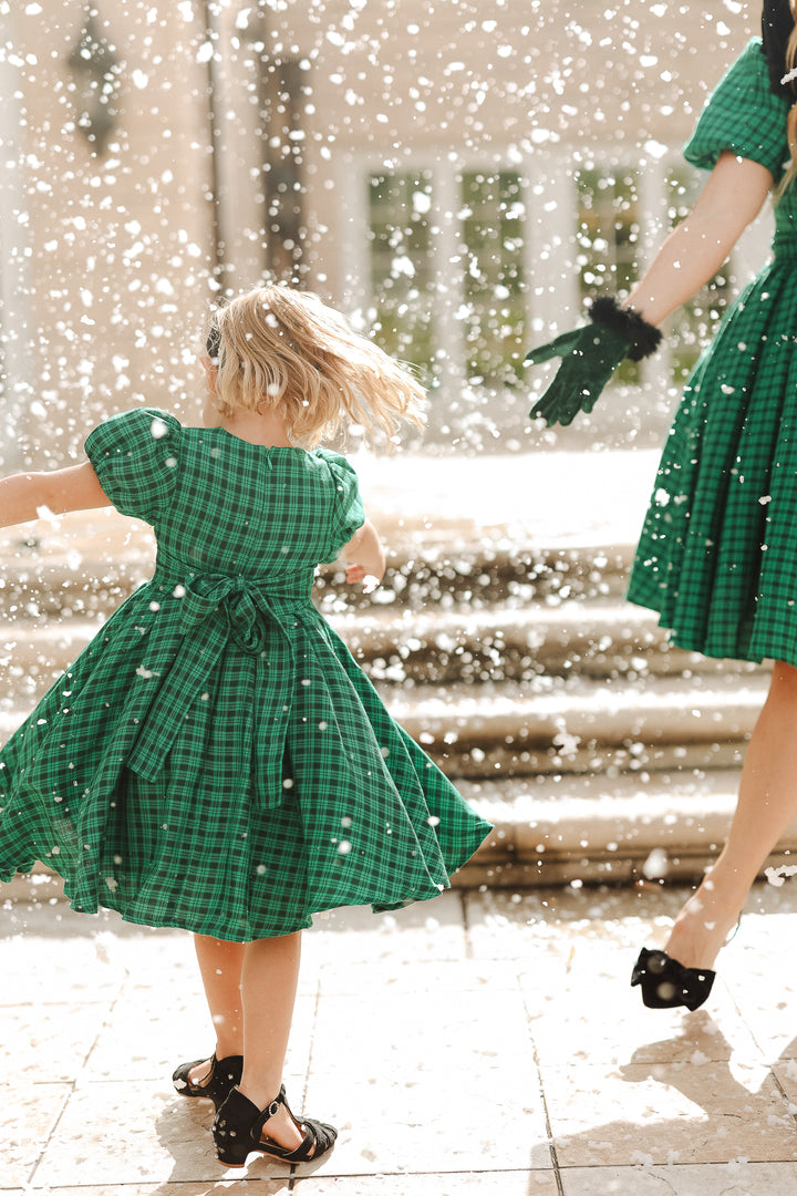 Mini Cupcake Dress in Bright Green Plaid