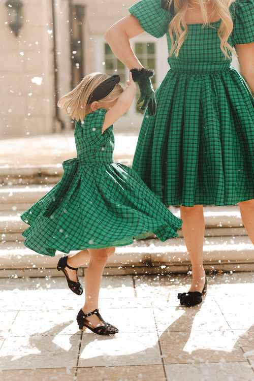 Mini Cupcake Dress in Bright Green Plaid