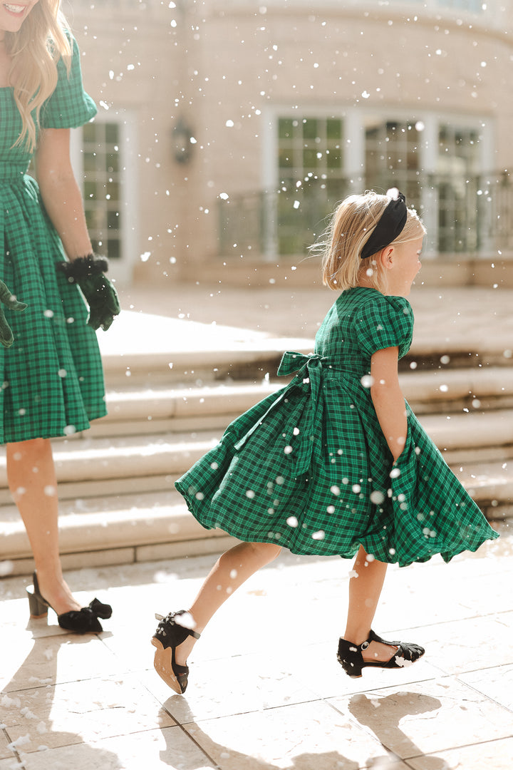 Mini Cupcake Dress in Bright Green Plaid