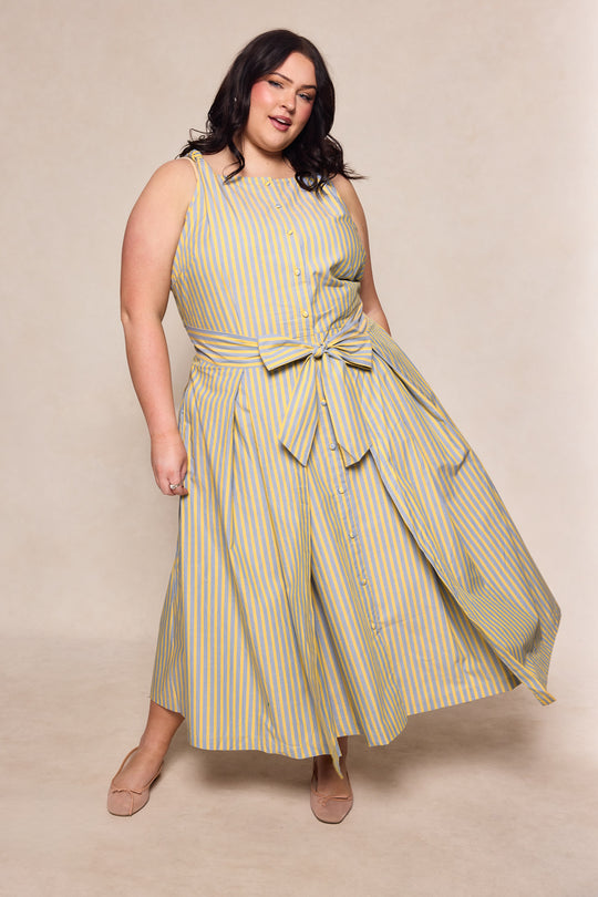 Glen Dress in Green Stripe