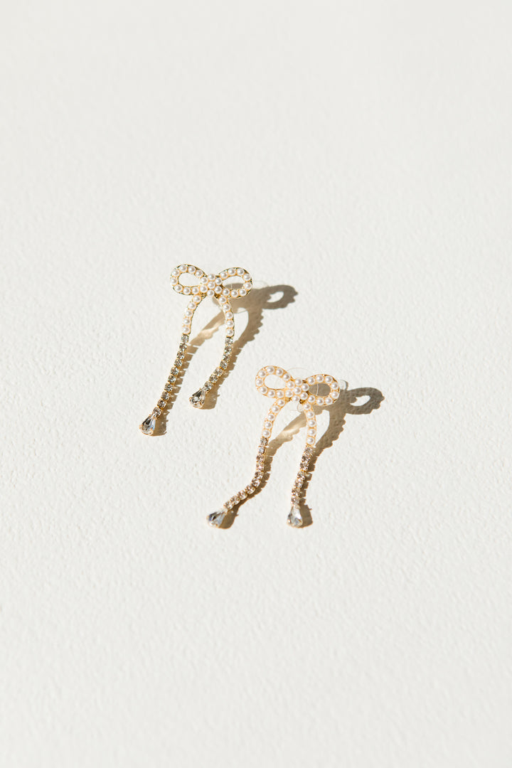 Dainty Pearl Bow Earrings