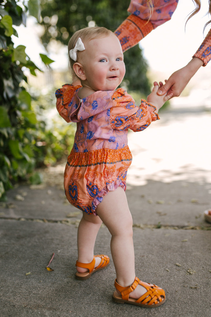 Baby Demi Romper in Grapefruit - FINAL SALE