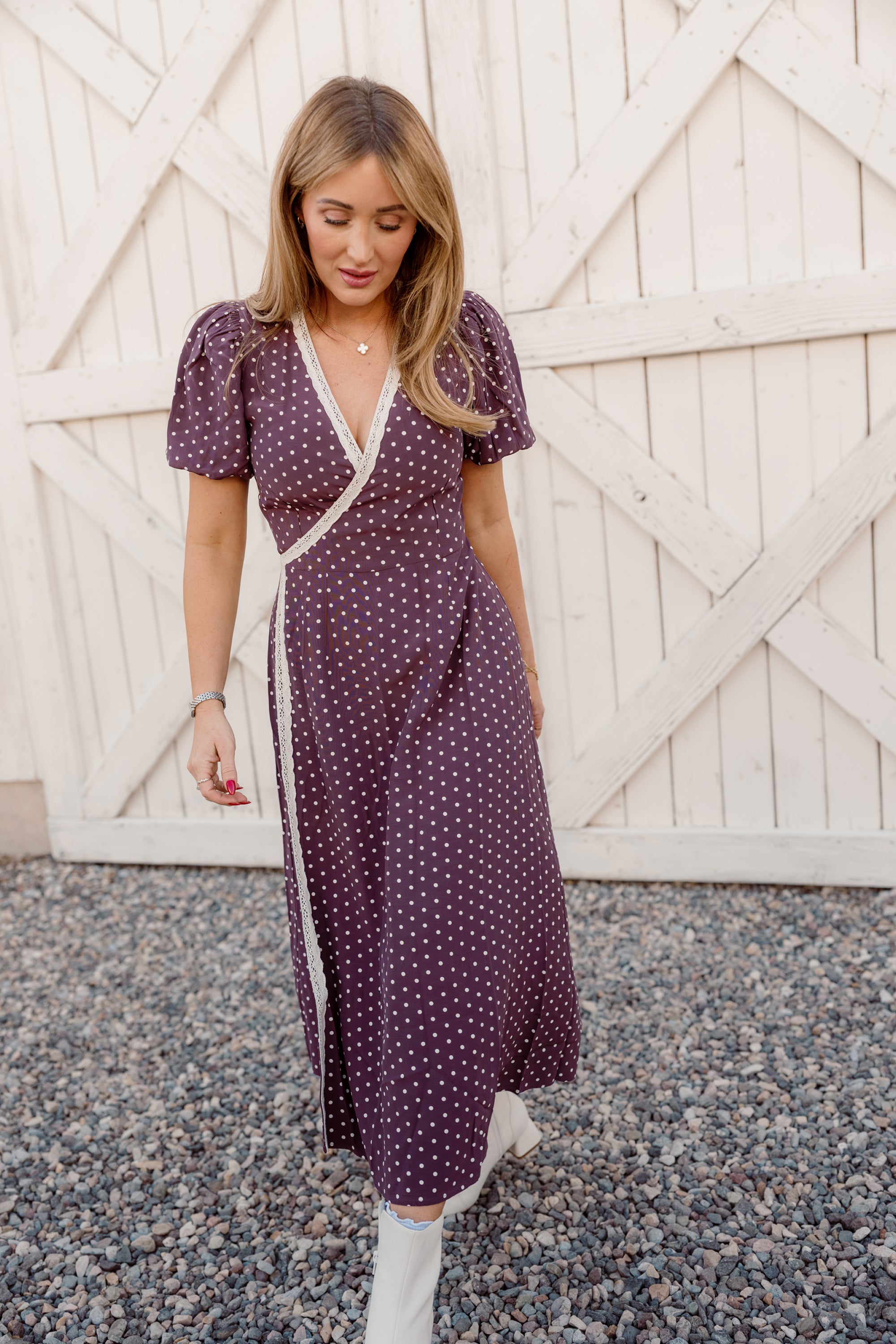 Diane Dress in Aubergine Ditsy Dot – Ivy City Co