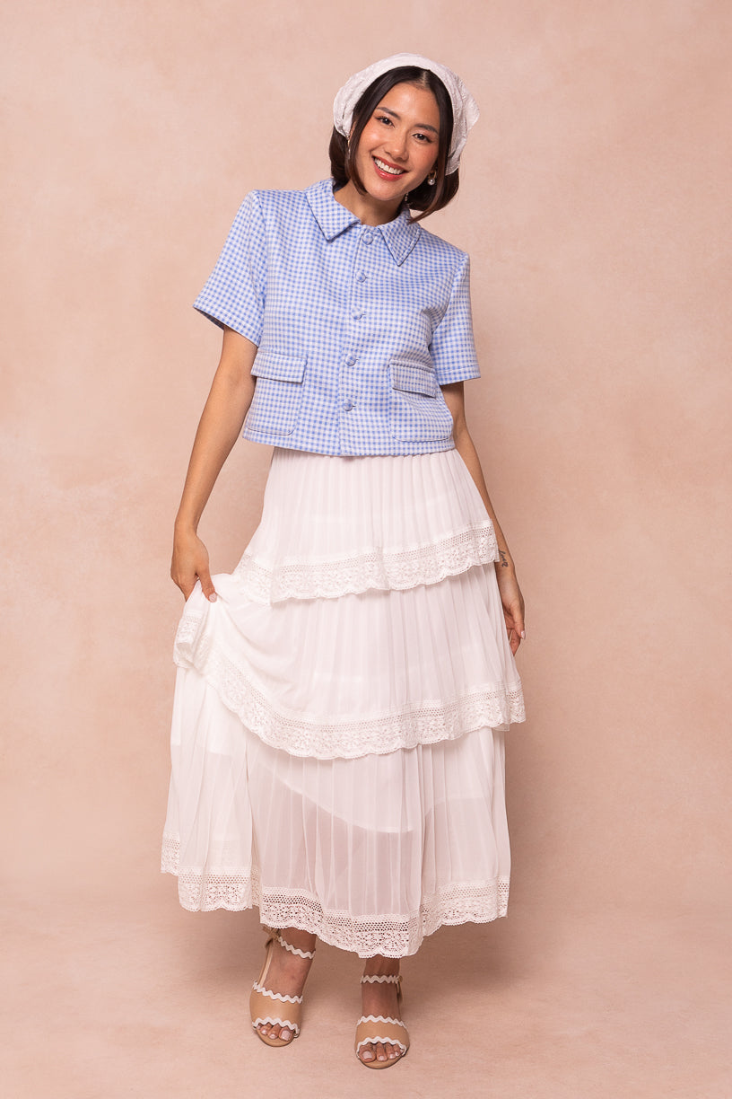 Drew Blouse in Blue Gingham