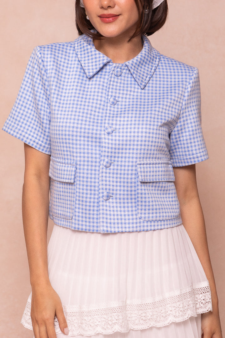 Drew Blouse in Blue Gingham